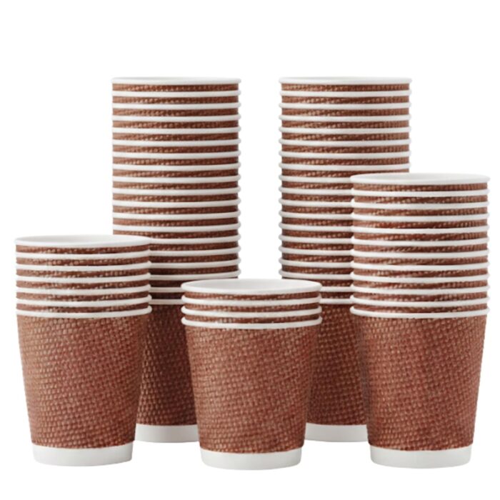 200ml Red Dotted Ripple Paper Cups (Pack of 100)