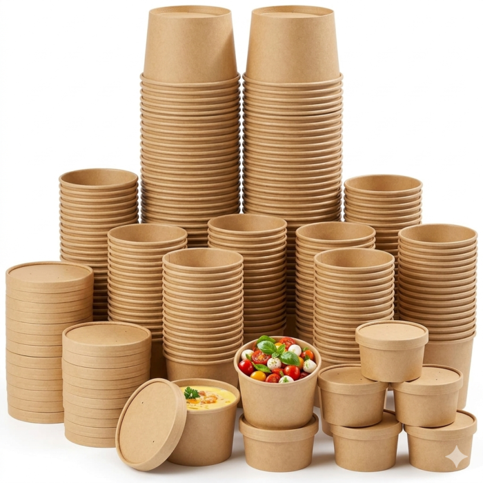 750ml Brown Container with lid (Pack Of 100)
