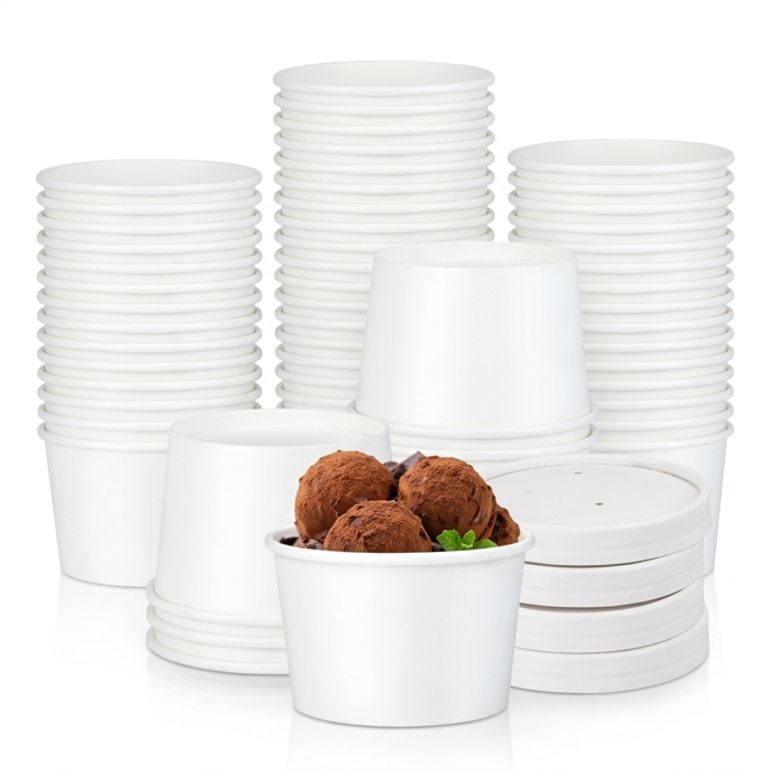 500ml White Container with lid ( Pack Of 100)